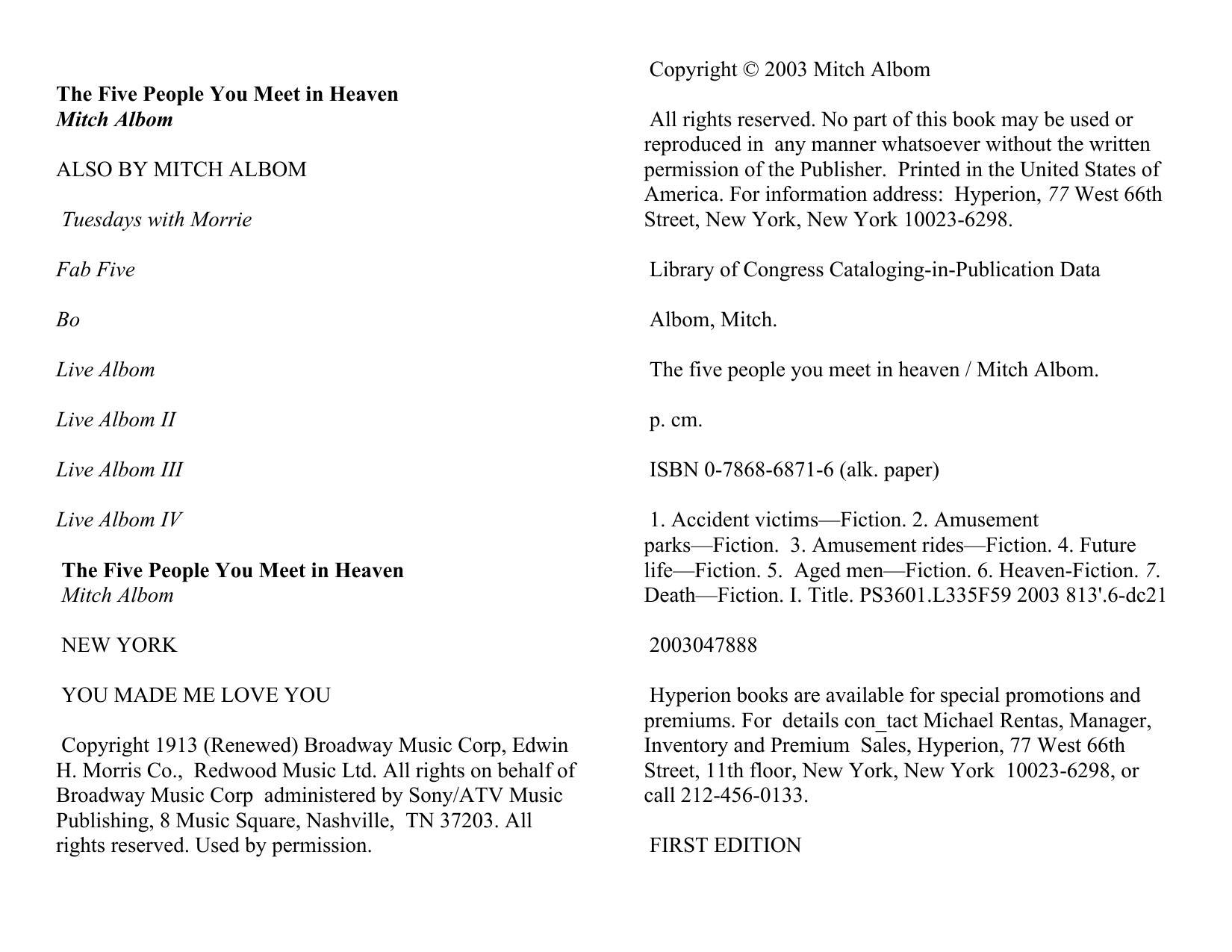 Five People You Meet In Heaven